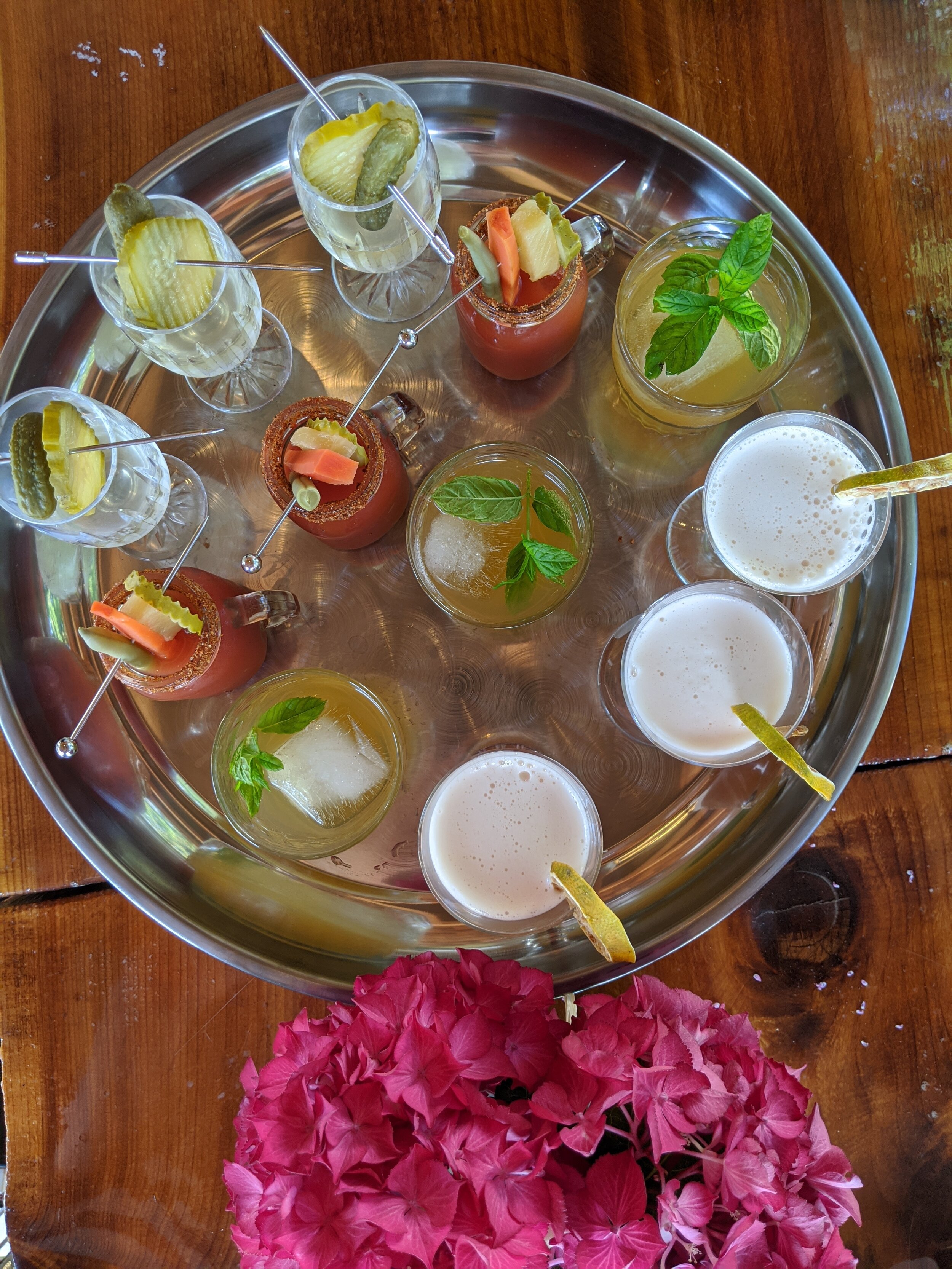 Our In House Cocktail tasting tray.