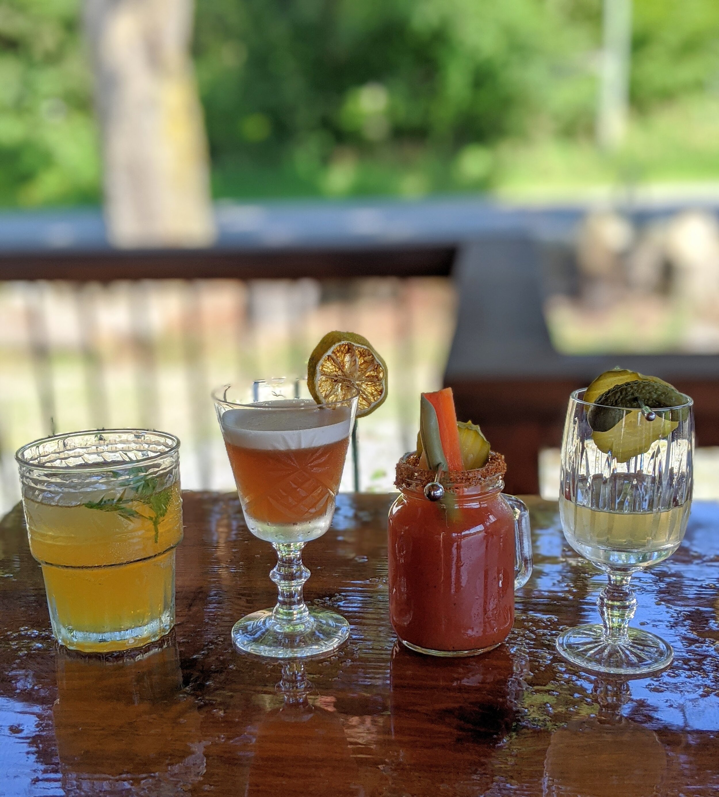 Left - RightMother’s Mercy - Peachy Keen Vodka, Lemon syrup, Club Soda.The Handsome - Johnny Handsome, Grapefruit Juice, IPA Syrup, Lime Leaf Bitters, Foamer.Habanero CaesarRe-Joyce Pickle-tini - Dill Pickled Vodka, BC Brine Pickle Juice, Cucumber B…