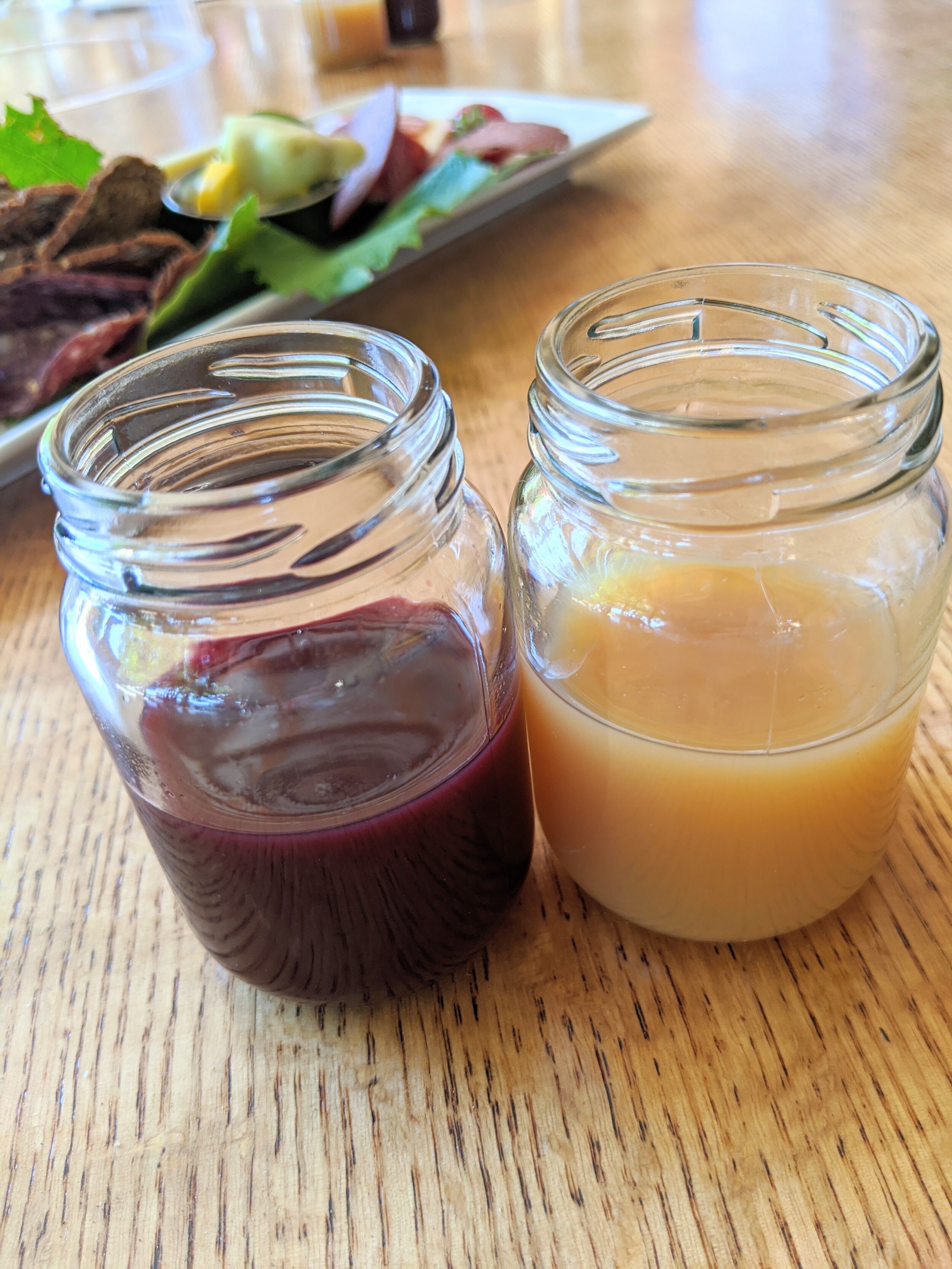 Locally crafted cherry juice and 3 apple blend juice included with the Kid’s Epicurean Tasting.