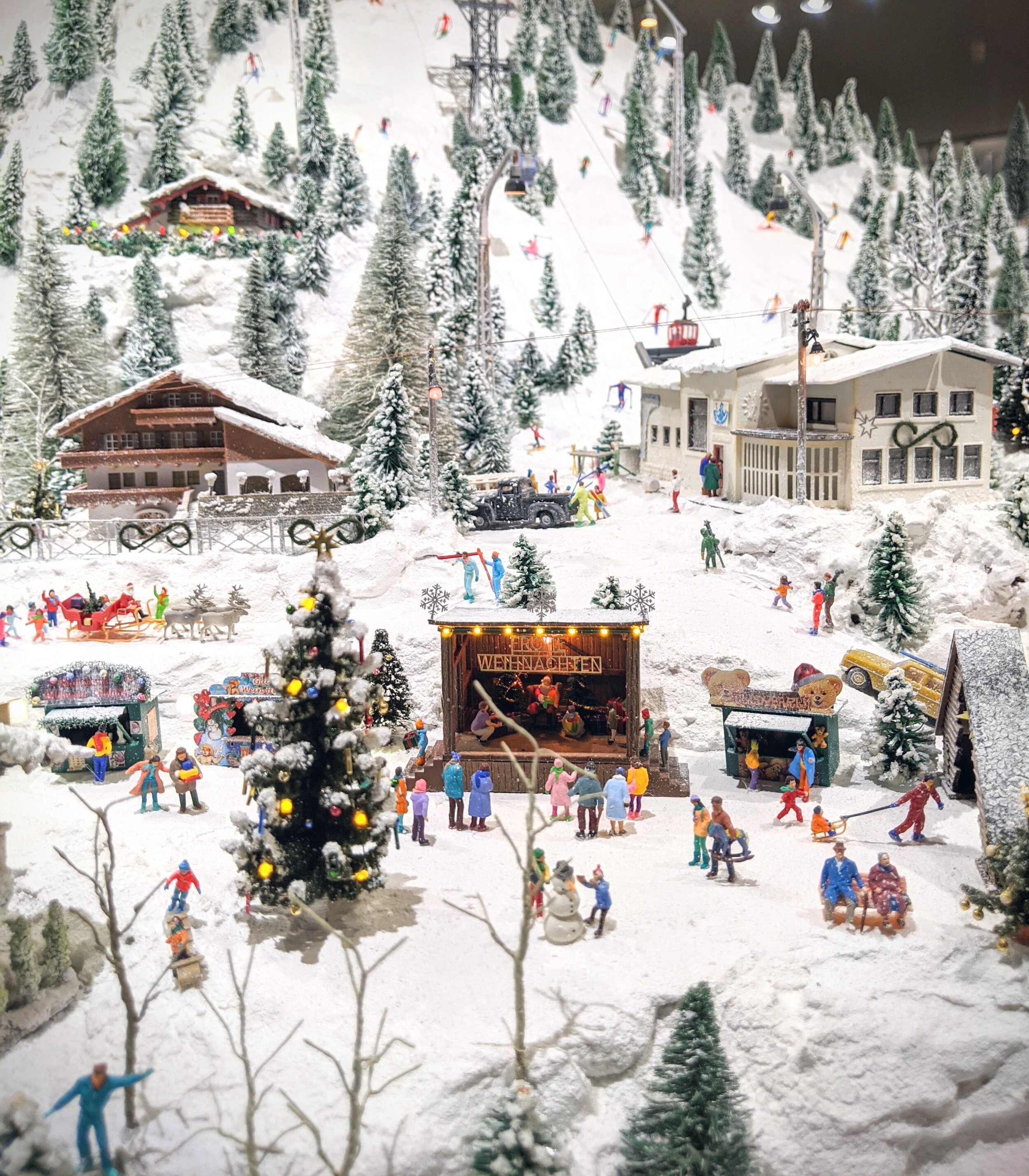 A Snowy Christmas Wonderland with moving gondolas.