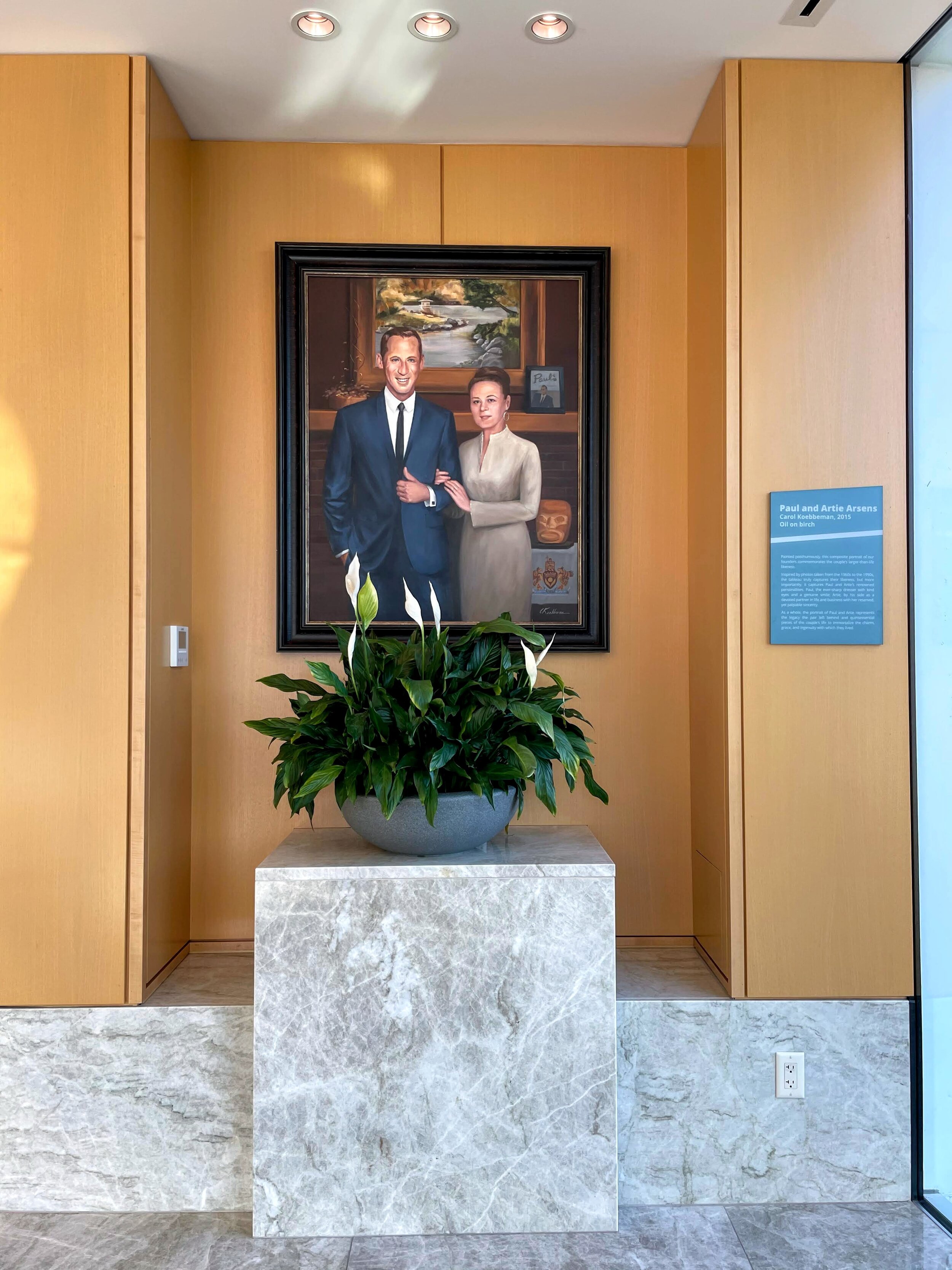 Oil painting of founders, the Arsens’ is displayed in the lobby.
